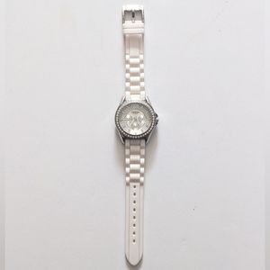 Fossil White All Stainless Steel Riley 10 ATM ES2344 Watch